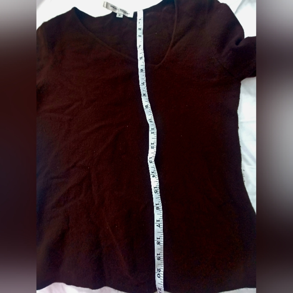 Heidi Weisel cashmere Blend Asymmetrical V Neck Brown size Medium - Picture 8 of 8